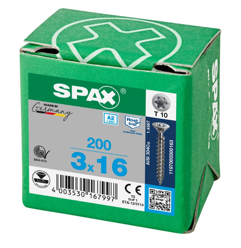 SPAX Stainless Steel T-STAR 3X16 (200)