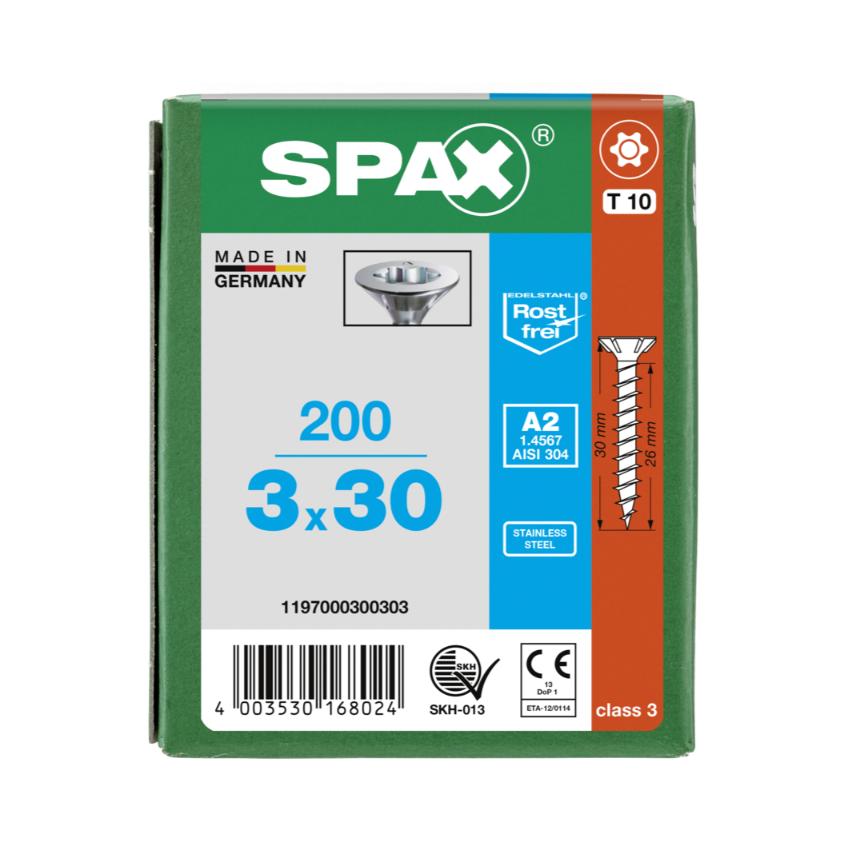 SPAX Stainless Steel T-STAR 3X30 (200)