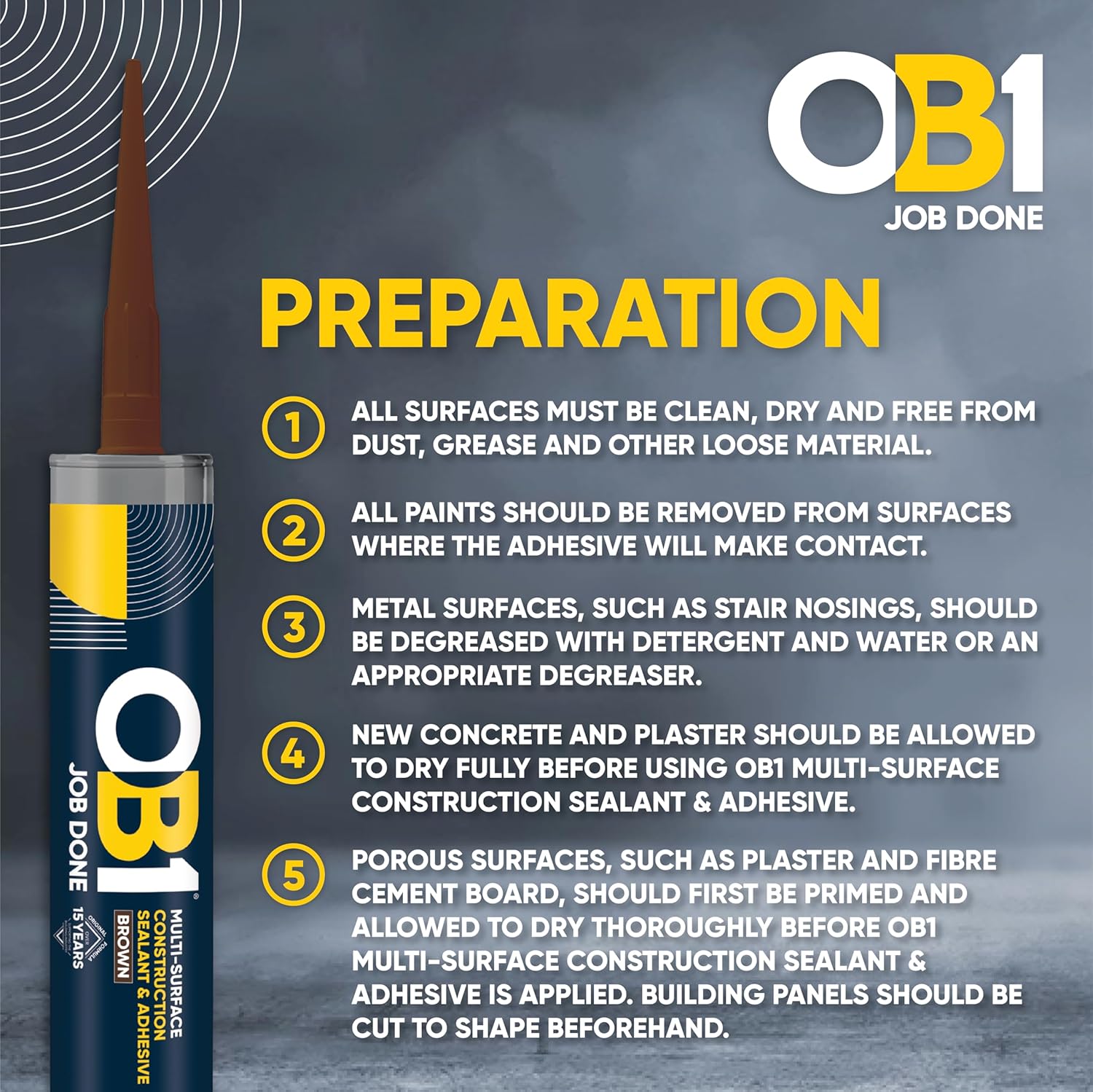 OB1 Multi-Surface Sealant & Adhesive - Brown 290ml