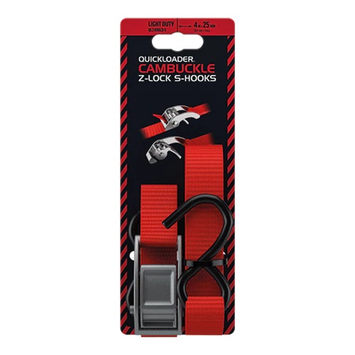 QuickLoader Cambuckle Z-Lock S Hooks 4.0m X 25mm 400kg 2 Pack